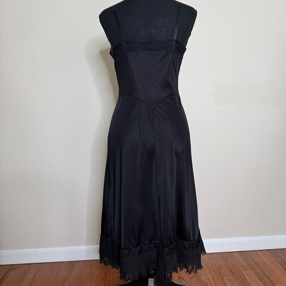 Vintage 1940s Stephenie Black Chiffon Slip Dress Rare Size - Picture 2 of 9